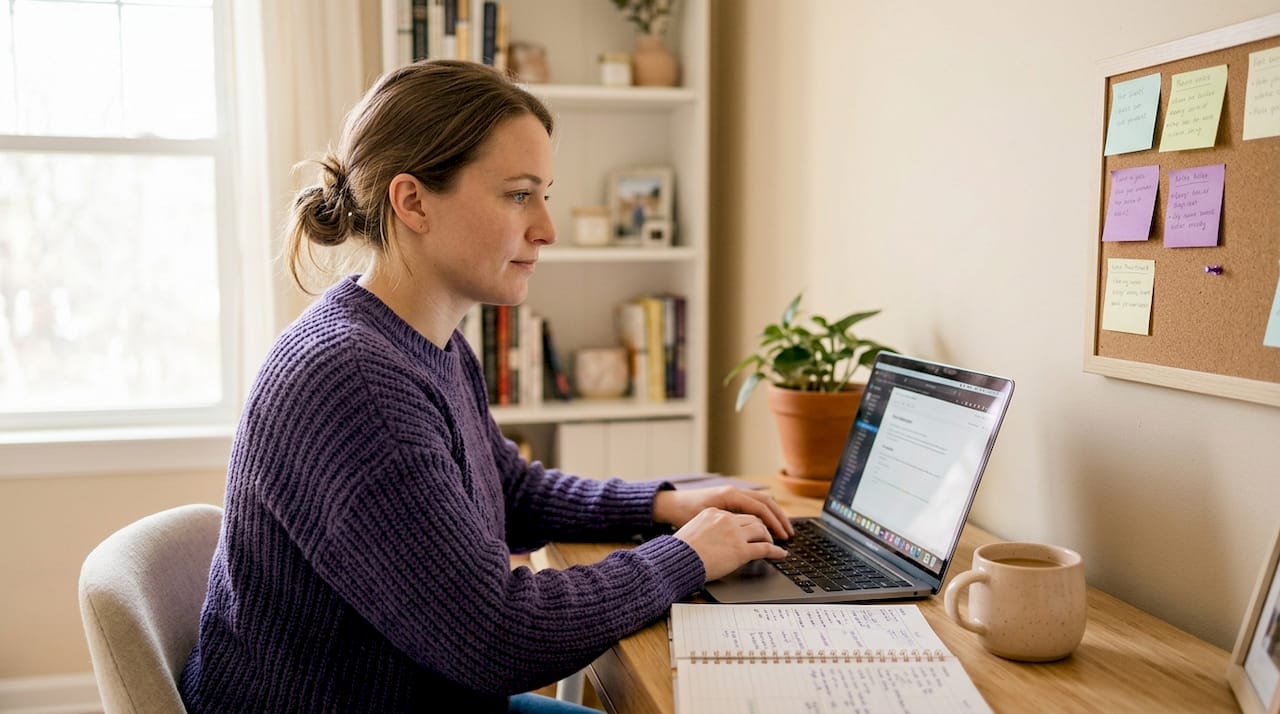 Nonprofit staff working at desk on web forms