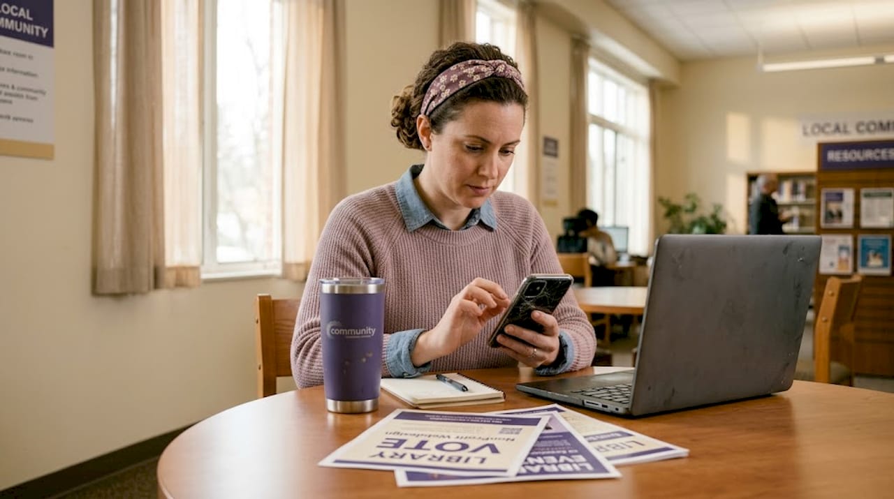 Nonprofit staffer viewing website on phone