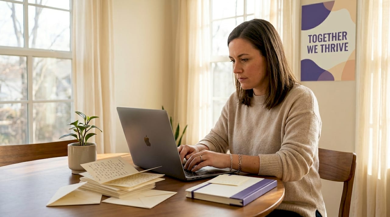 Nonprofit coordinator processing online donations