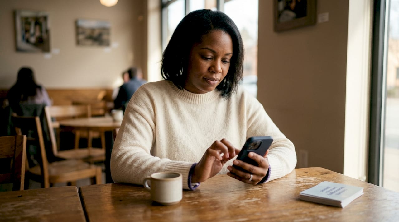 Woman embedding donation button on laptop and phone